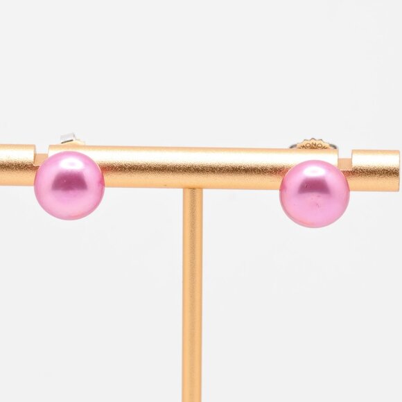 Vintage Sterling Silver Purple Fake Pearl Stud Earrings - Picture 4 of 5